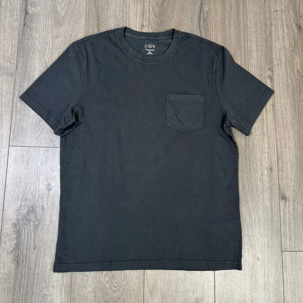 J.Crew Vintage Wash Cotton Jersey Pocket T-shirt Mens M Black Relaxed Pullover